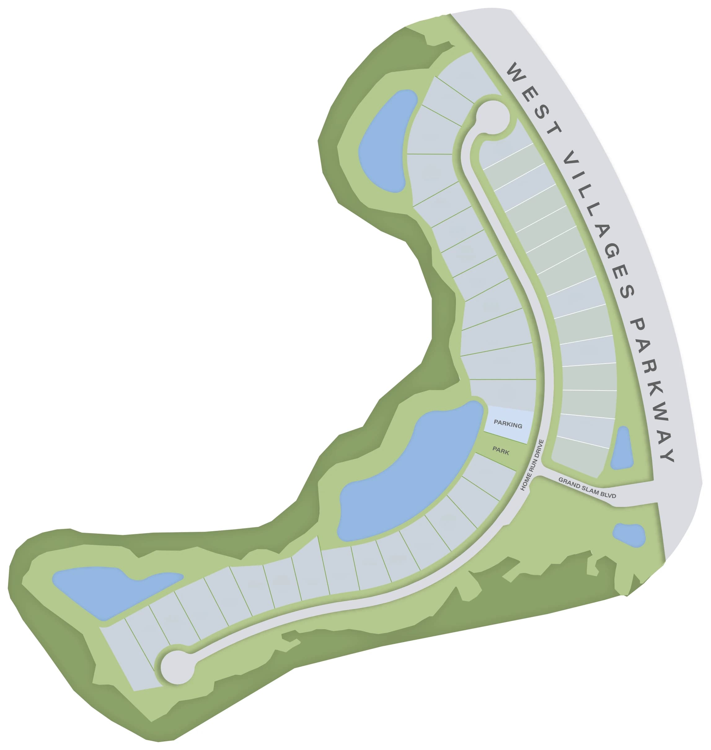 Gran Place at Wellen Park site plan showing roads, lakes, preserve and 41 homesites
