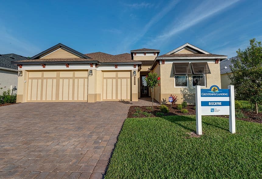 Biscayne model home exterior at GreyHawk Landing, Bradenton FL